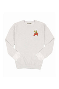 Womens Simply Southern Strawberry Patch Fleece Sweatshirt for Women in Grey
