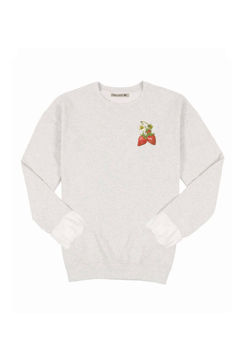 Womens Simply Southern Strawberry Patch Fleece Sweatshirt for Women in Grey