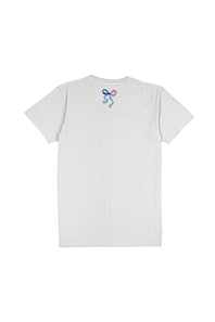 Simply Southern Americana Patchwork Bow T-Shirt in Whitewater Grey