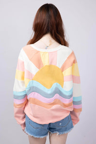 Simply Southern Patched Sun Sweatshirt for Women in Multi 
