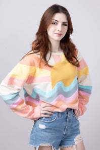 Simply Southern Patched Sun Sweatshirt for Women in Multi 