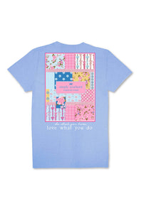 Simply Southern Patch Work Logo T-Shirt for Women in Wave Blue