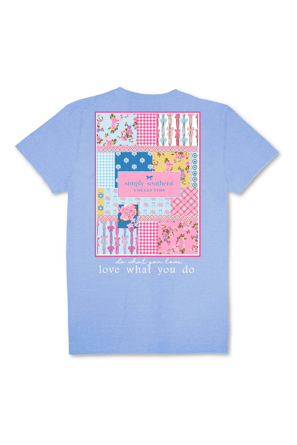 Simply Southern Patch Work Logo T-Shirt for Women in Wave Blue