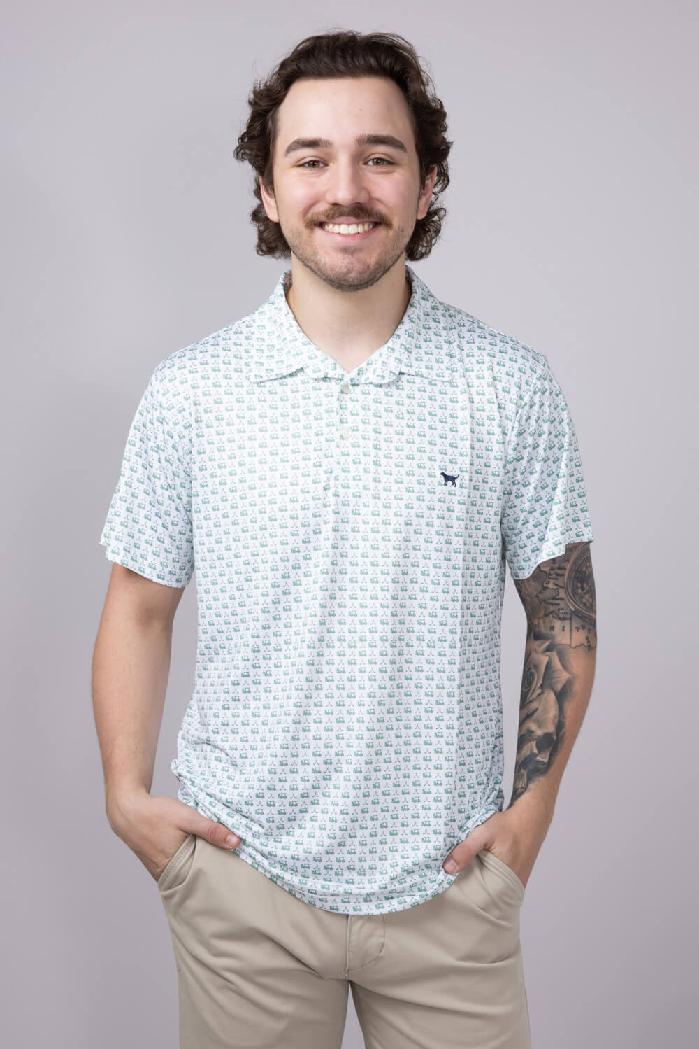Mens Simply Southern Golf Print Polo for Men in Green
