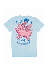 Simply Southern Women's Tees Anything is Possible T-shirt for Women in Ice Blue