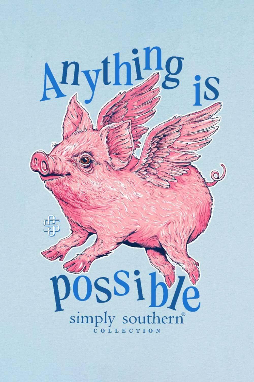 Simply Southern Women's Tees Anything is Possible T-shirt for Women in Ice Blue