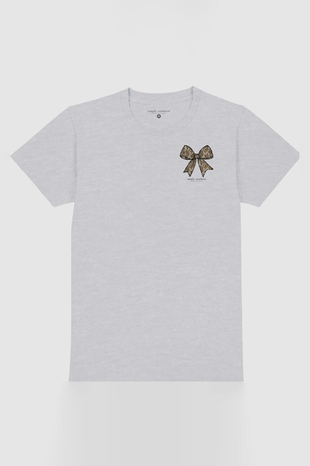 Simply Southern Plus Size Camo Bow T-Shirt for Women in Ash Grey