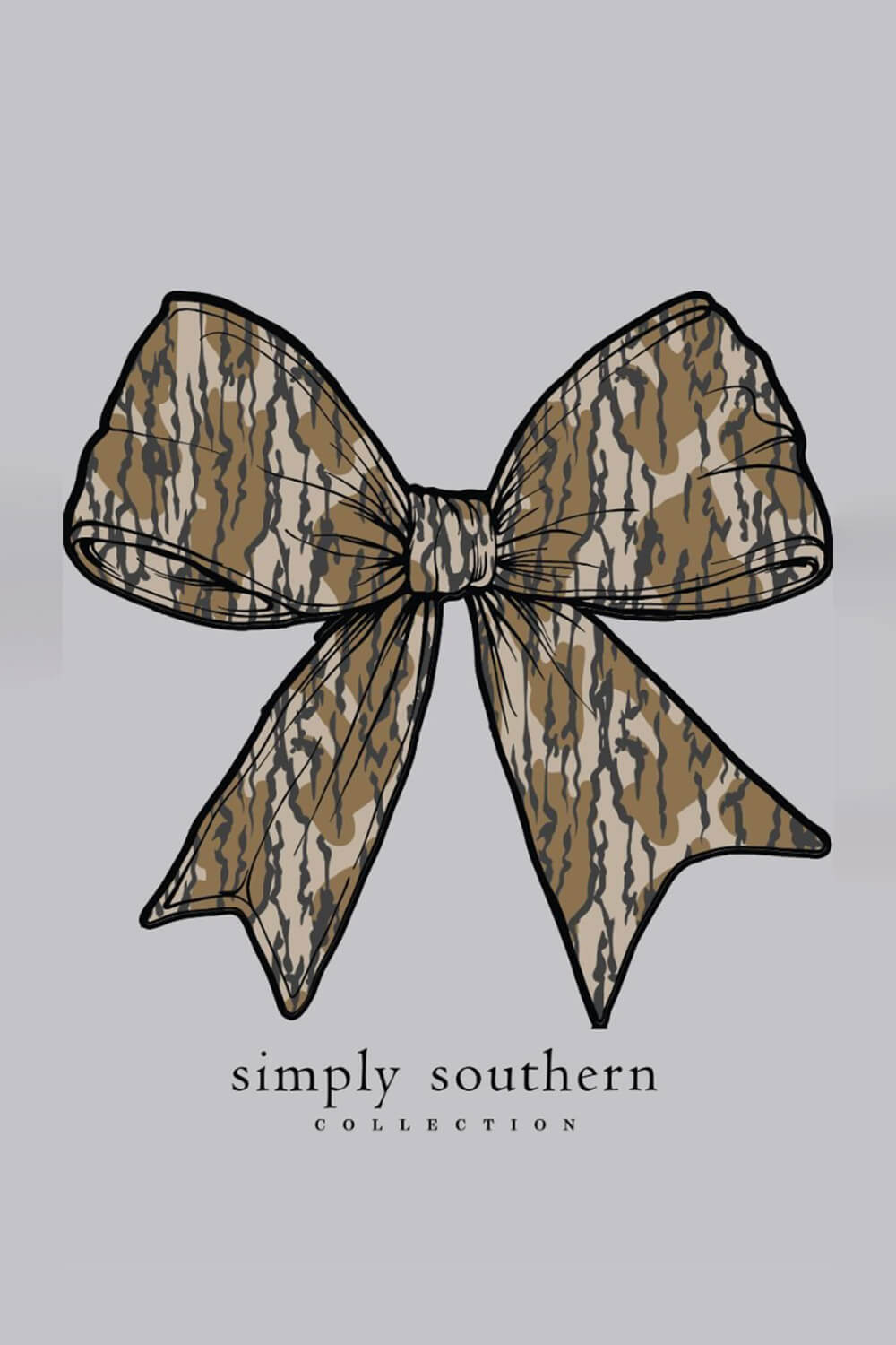 Simply Southern Plus Size Camo Bow T-Shirt for Women in Ash Grey
