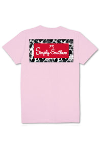 Simply Southern Plus Size Cow Logo T-Shirt for Women in Light Pink