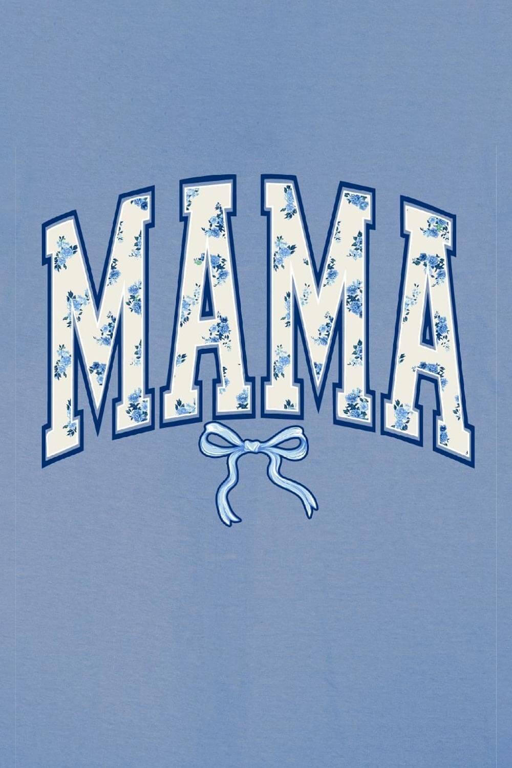 Simply Southern Plus Size Floral Mama T-Shirt for Women in Blue
