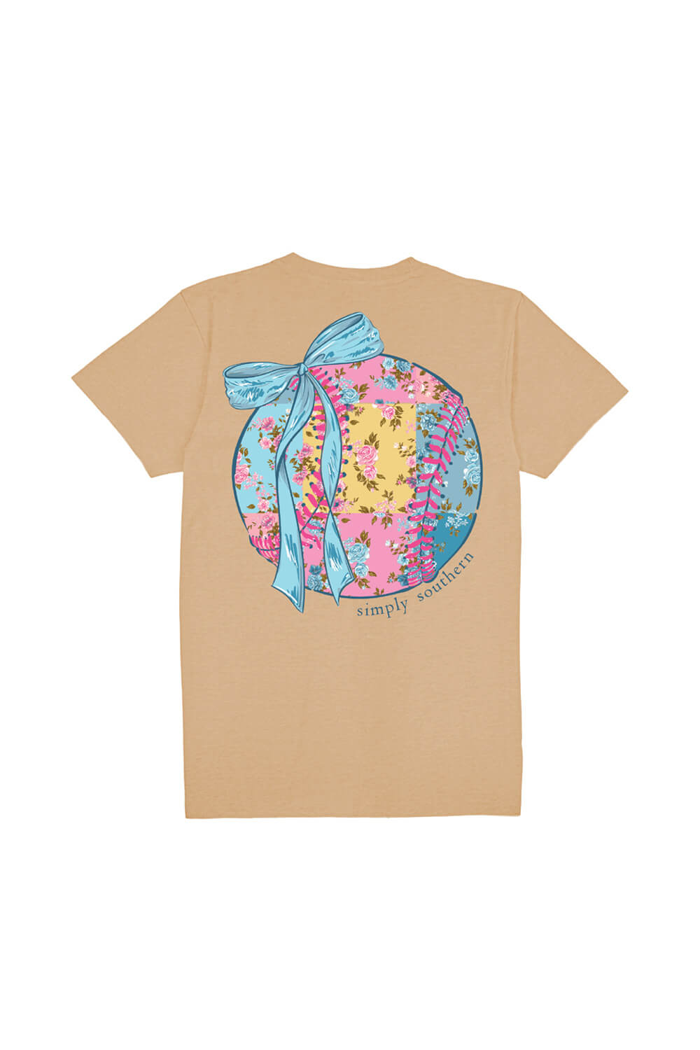 Womens Simply Southern Plus Size Patched Baseball T-Shirt for Women in Khaki