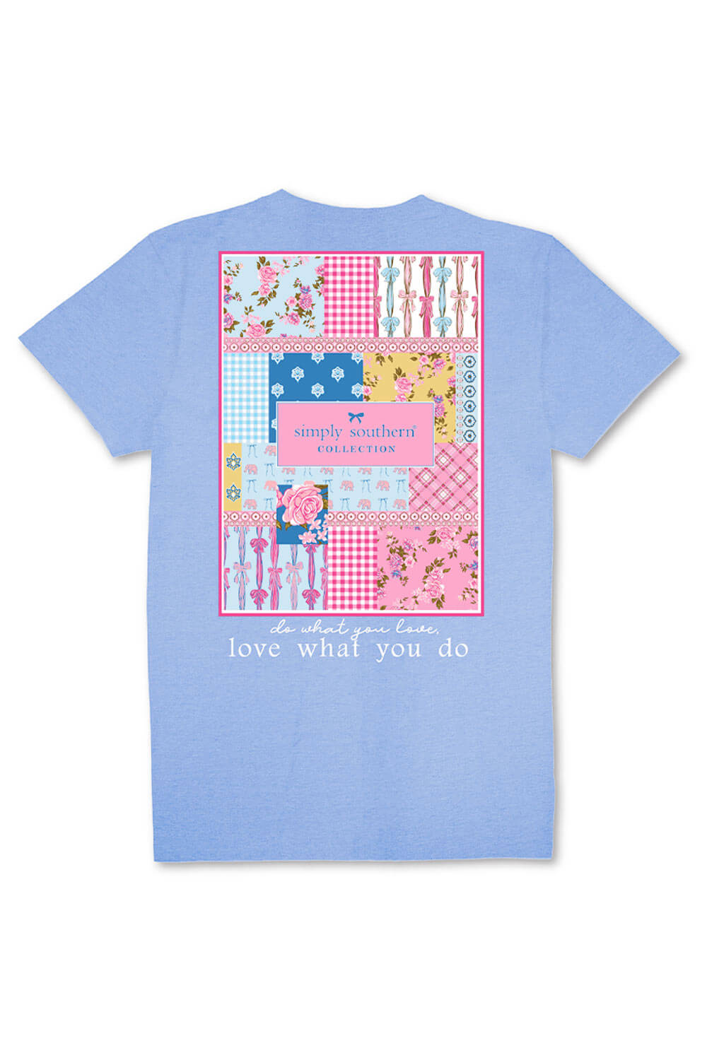 Simply Southern Plus Size Patch Work Logo T-Shirt for Women in Wave Blue