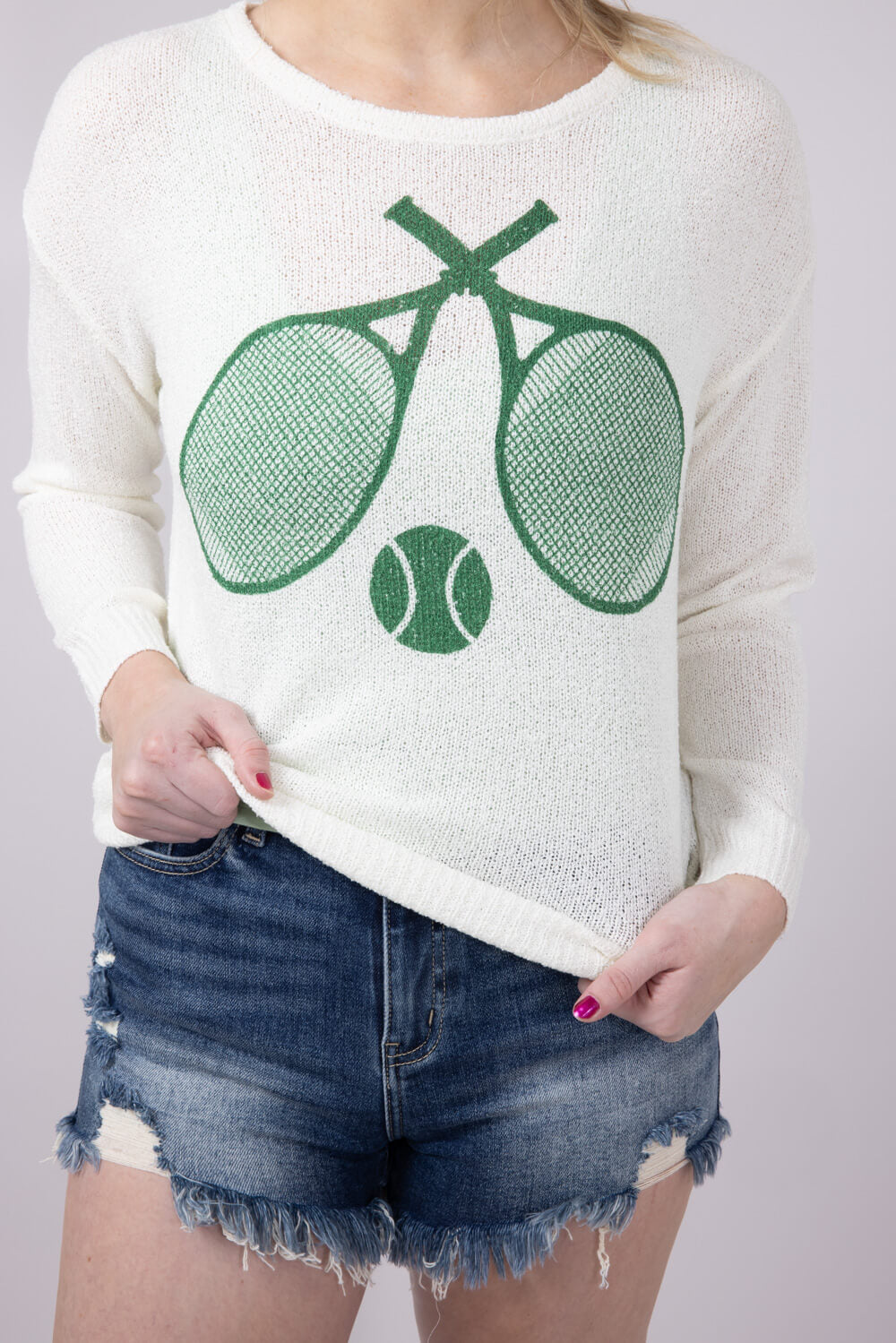 Women's Simply Southern Clothing Tennis Sweater for Women in Cream