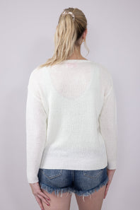 Women's Simply Southern Clothing Tennis Sweater for Women in Cream