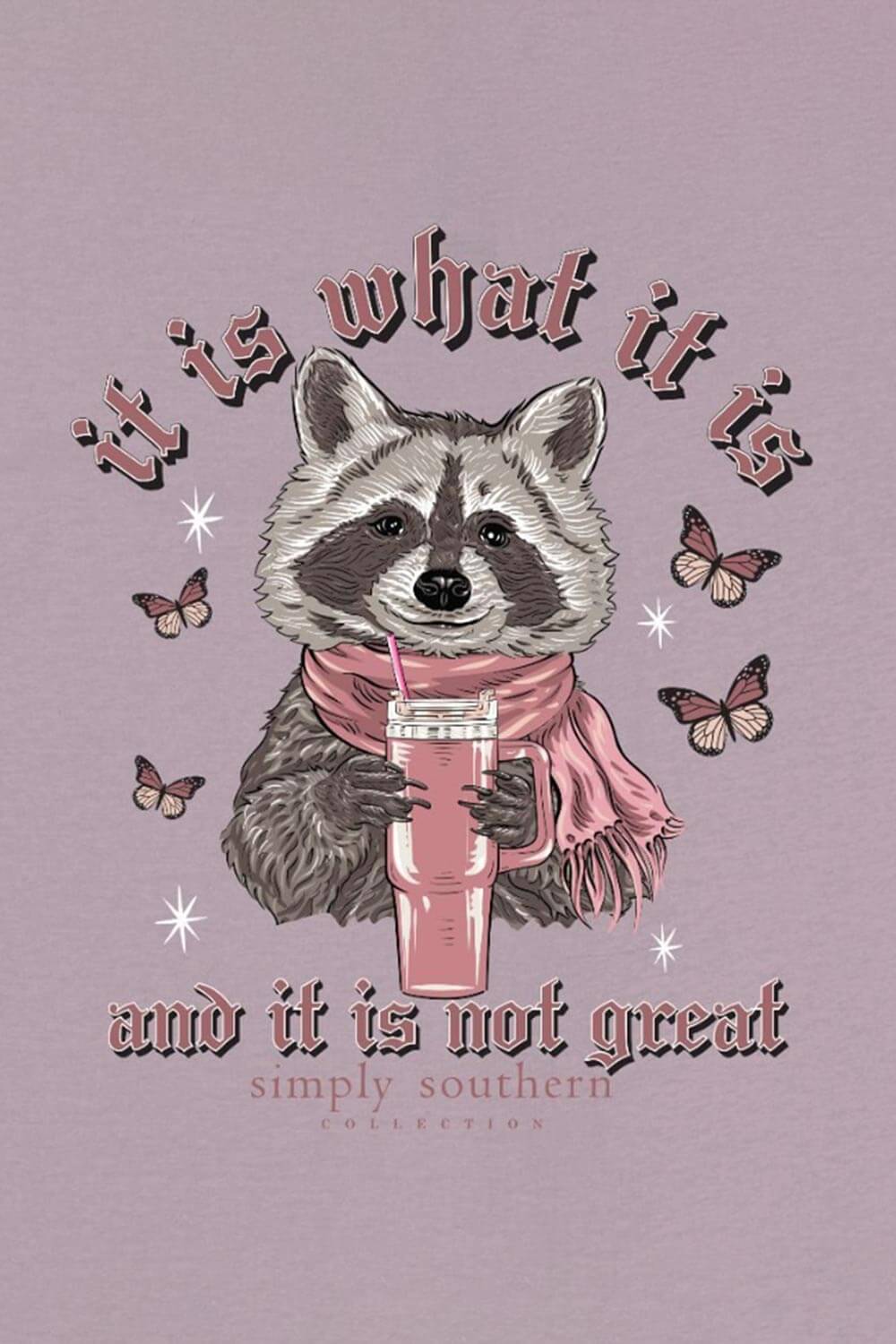 Simply Southern Plus Size It Is What It Is Raccoon T-Shirt for Women in Purple