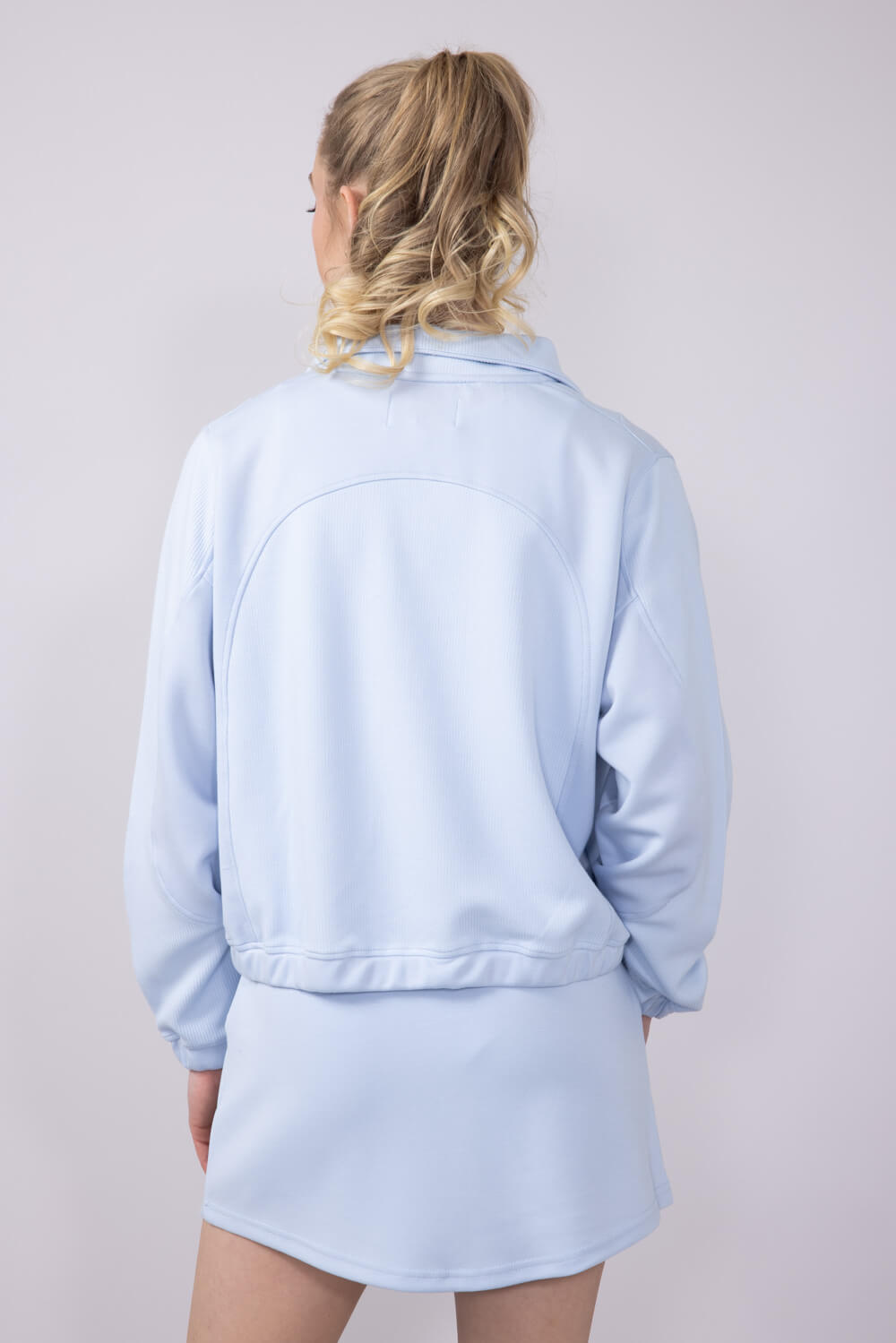 Simply Southern Womens Ribbed Panel Modal Knit ¼ Zip for Women in Powder Blue
