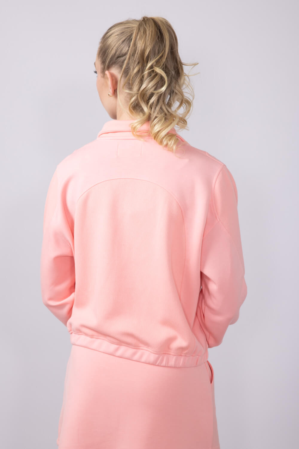 Womens Simply Southern Ribbed Panel Modal Knit ¼ Zip for Women in Coral