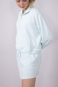 Simply Southern Womens Ribbed Panel Modal Knit ¼ Zip for Women in Seafoam