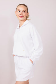 Womens Simply Southern Ribbed Panel Modal Knit ¼ Zip for Women in White