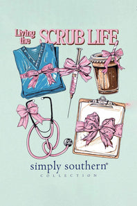 Simply Southern Plus Size Living The Scrub Life T-Shirt for Women in Mint