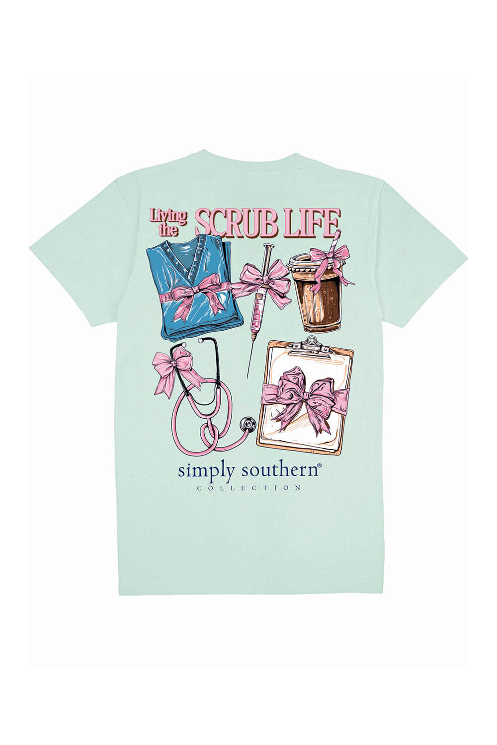 Simply Southern Plus Size Living The Scrub Life T-Shirt for Women in Mint