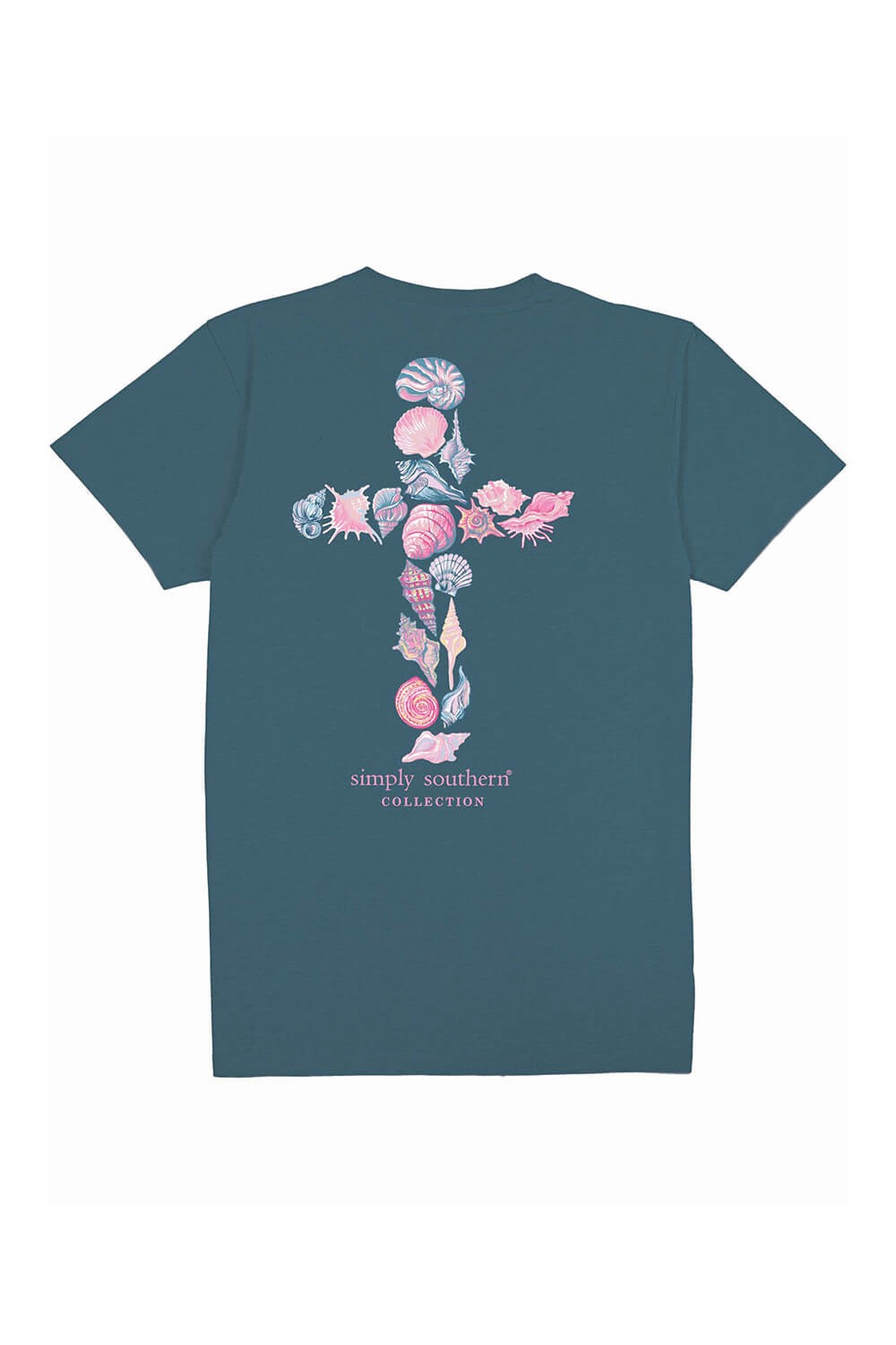 Simply Southern Shell Cross T-Shirt for Women in Comet Blue