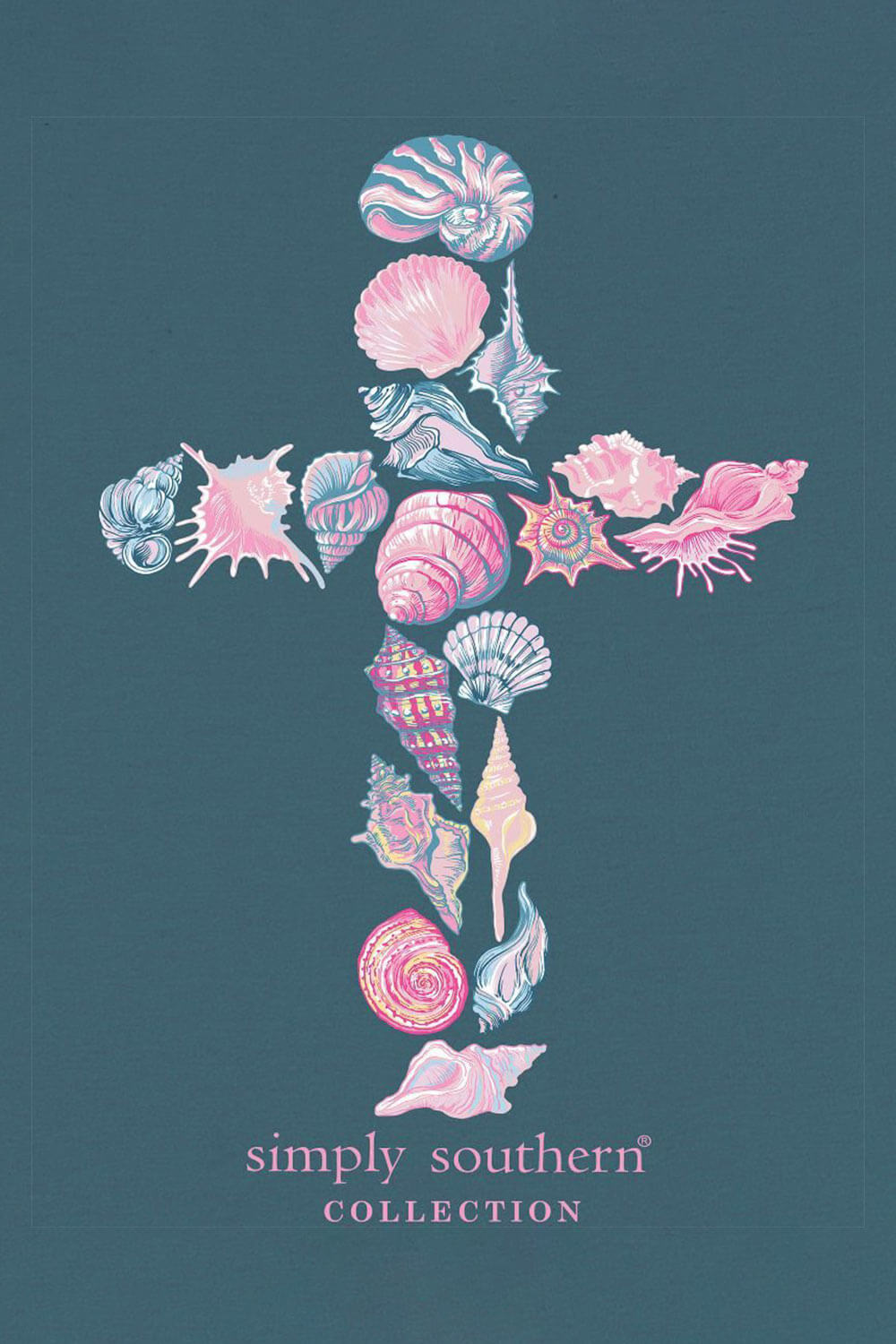 Simply Southern Shell Cross T-Shirt for Women in Comet Blue | SS-SHELLCROSS-COMET