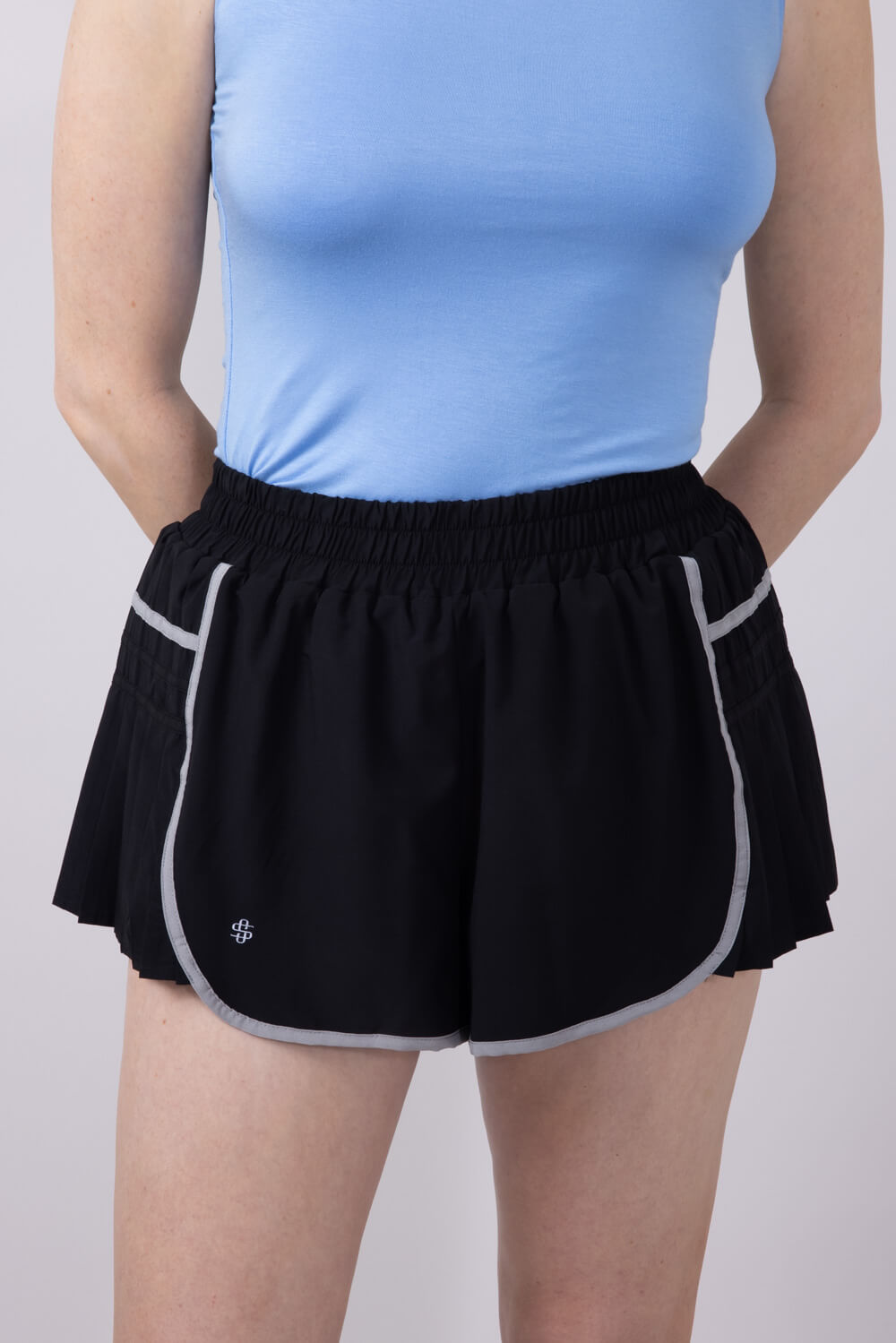 Simply Southern Clothing Side Pleated Shorts for Women in Black