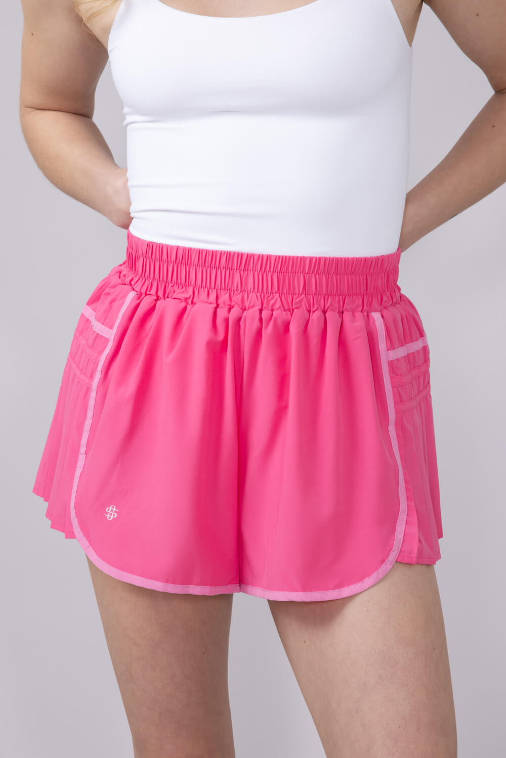 Simply Southern Womens Side Pleated Shorts for Women in Hot Pink