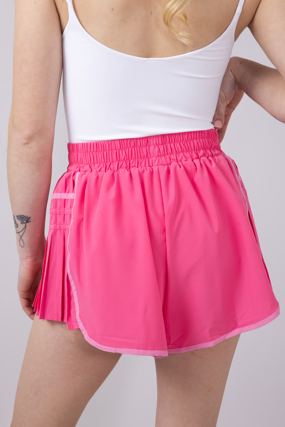Simply Southern Womens Side Pleated Shorts for Women in Hot Pink