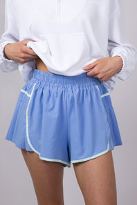 Simply Southern Womens Side Pleated Shorts for Women in Pool Blue
