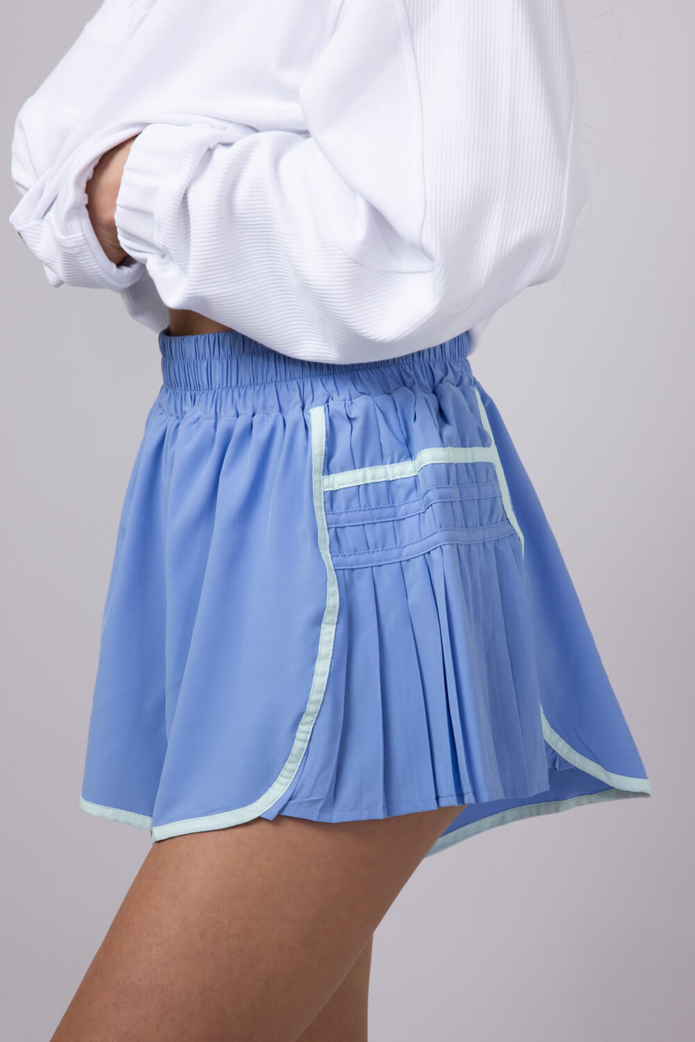 Simply Southern Womens Side Pleated Shorts for Women in Pool Blue