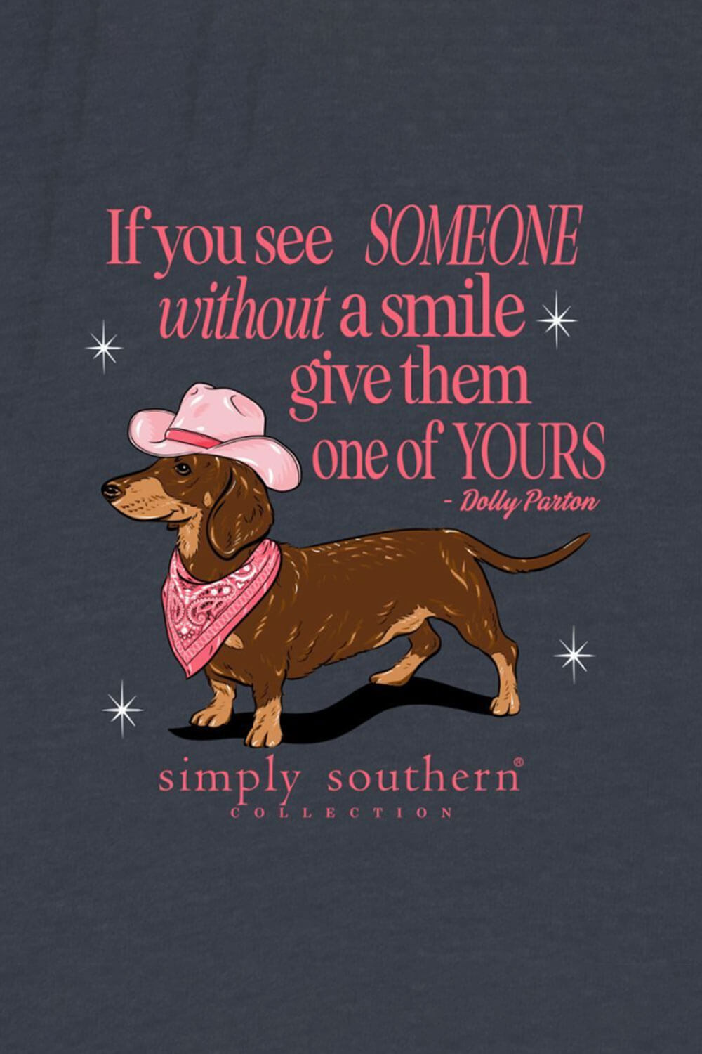 Simply Southern Plus Size Dachshund Smile T-Shirt for Women in Heather Navy
