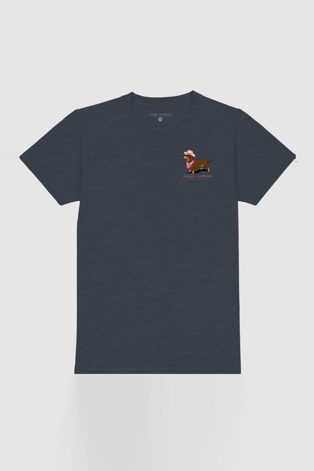 Simply Southern Plus Size Dachshund Smile T-Shirt for Women in Heather Navy