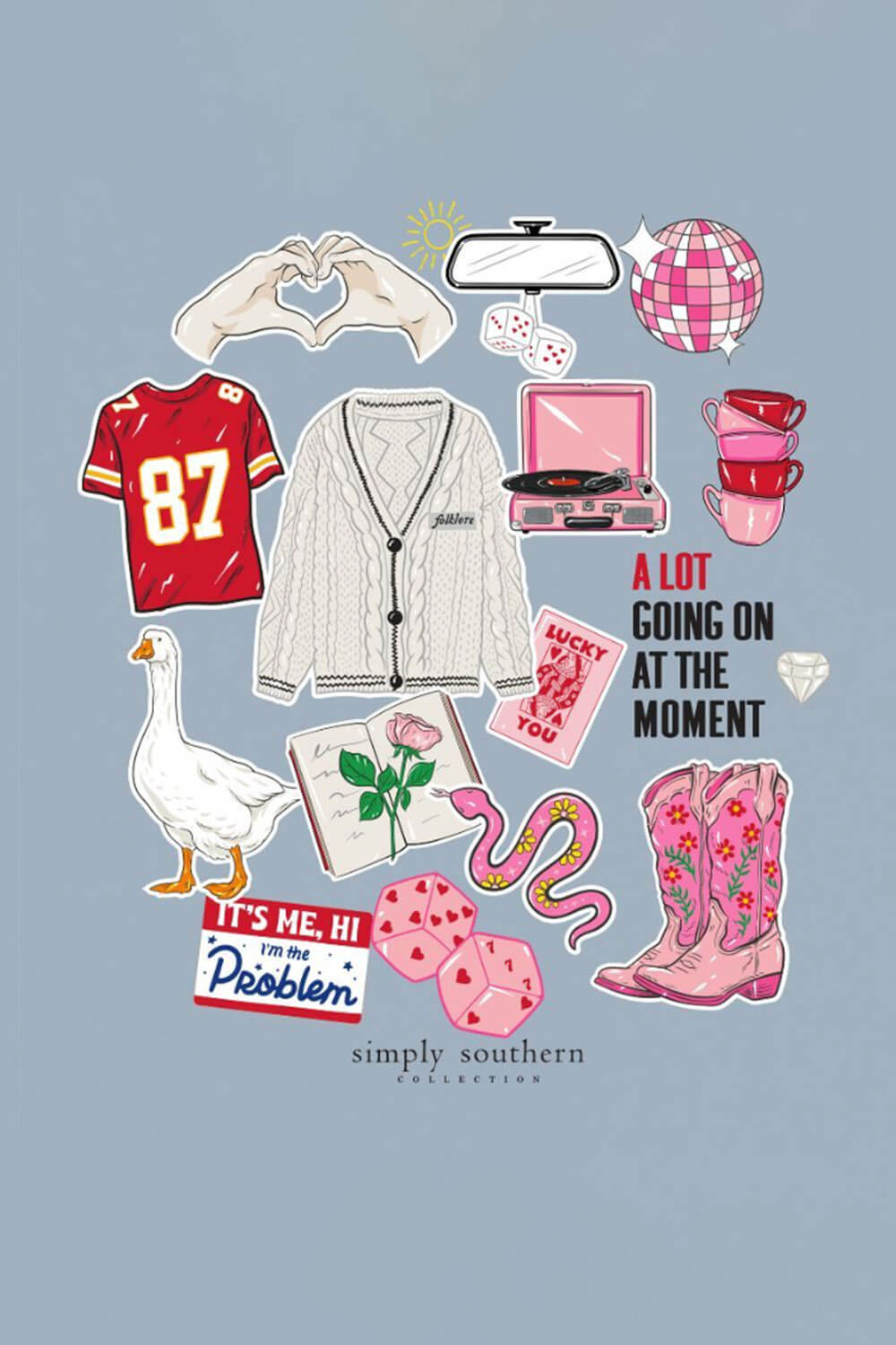 Simply Southern Eras Stickers T-Shirt for Women in Stone Blue