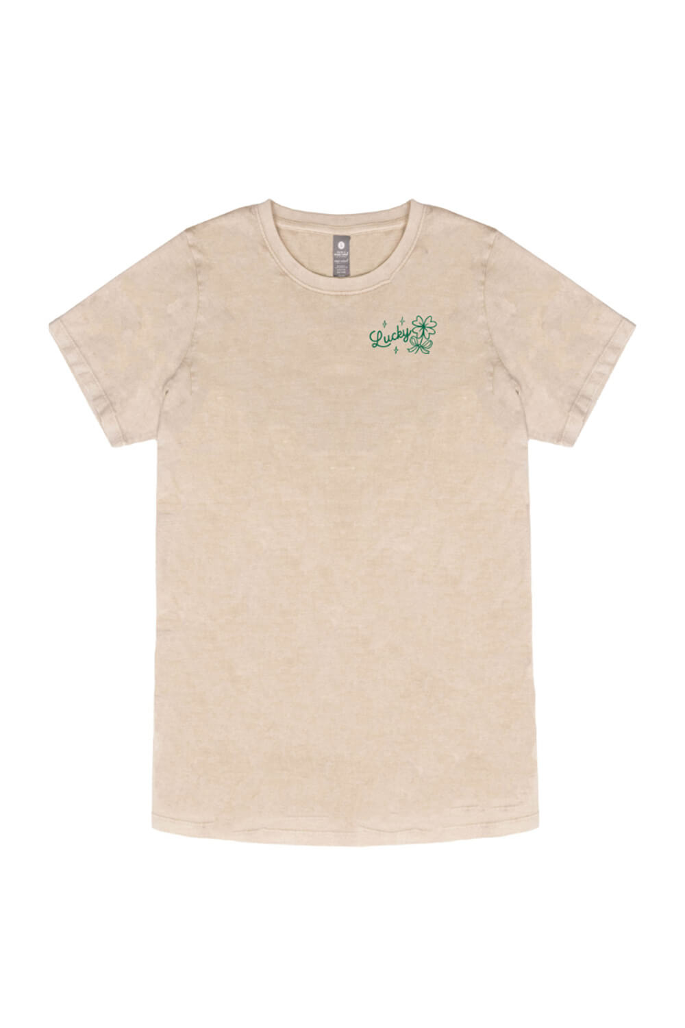 Simply Southern Plus Size Lucky Girl T-shirt for Women in Washed Ecru