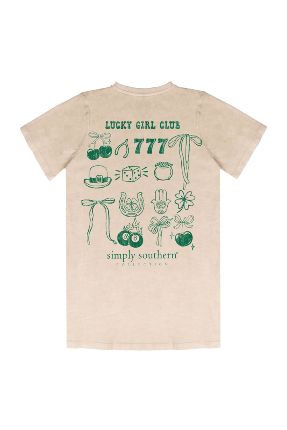 Simply Southern Plus Size Lucky Girl T-shirt for Women in Washed Ecru