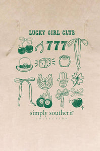 Simply Southern Plus Size Lucky Girl T-shirt for Women in Washed Ecru