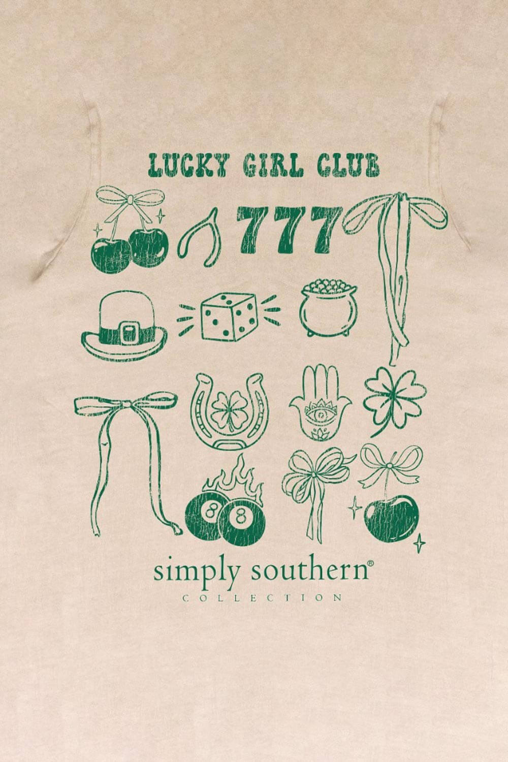 Simply Southern Plus Size Lucky Girl T-shirt for Women in Washed Ecru