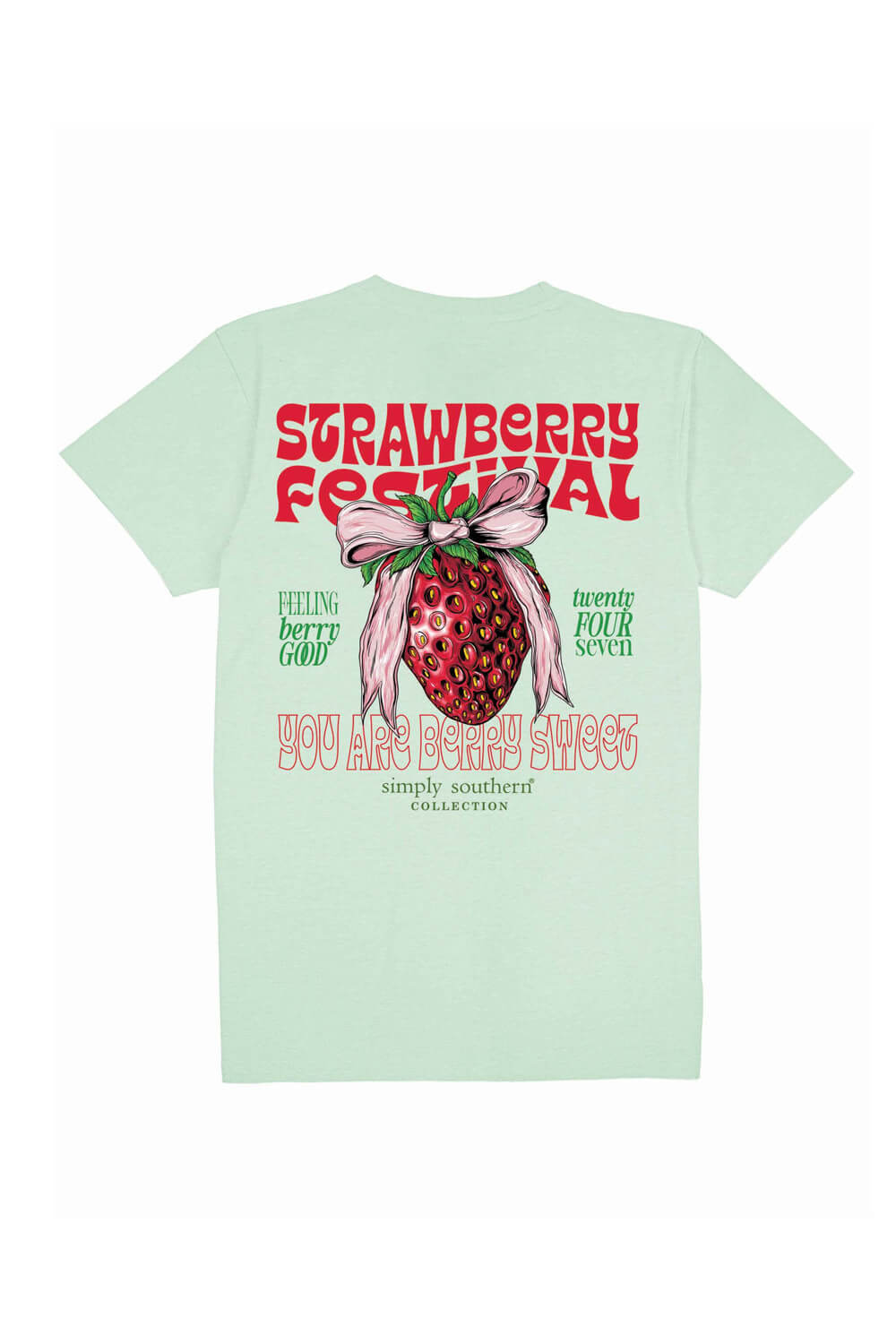 Simply Southern Plus Size Strawberry T-Shirt for Women in Mint