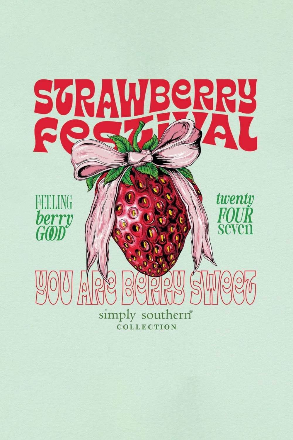 Womens Simply Southern Strawberry T-Shirt for Women in Mint