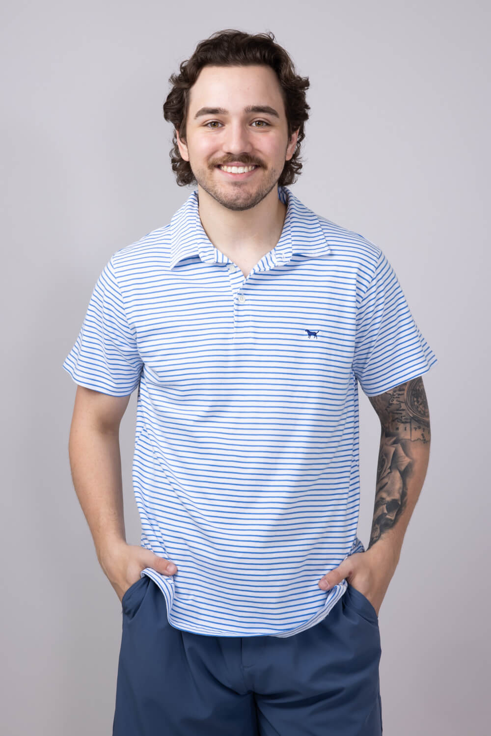Men's Simply Southern Stripe Polo for Men in Blue
