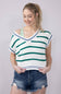 Simply Southern Womens Clothing Jeckyl Striped Cap Sleeve Sweater for Women in Green
