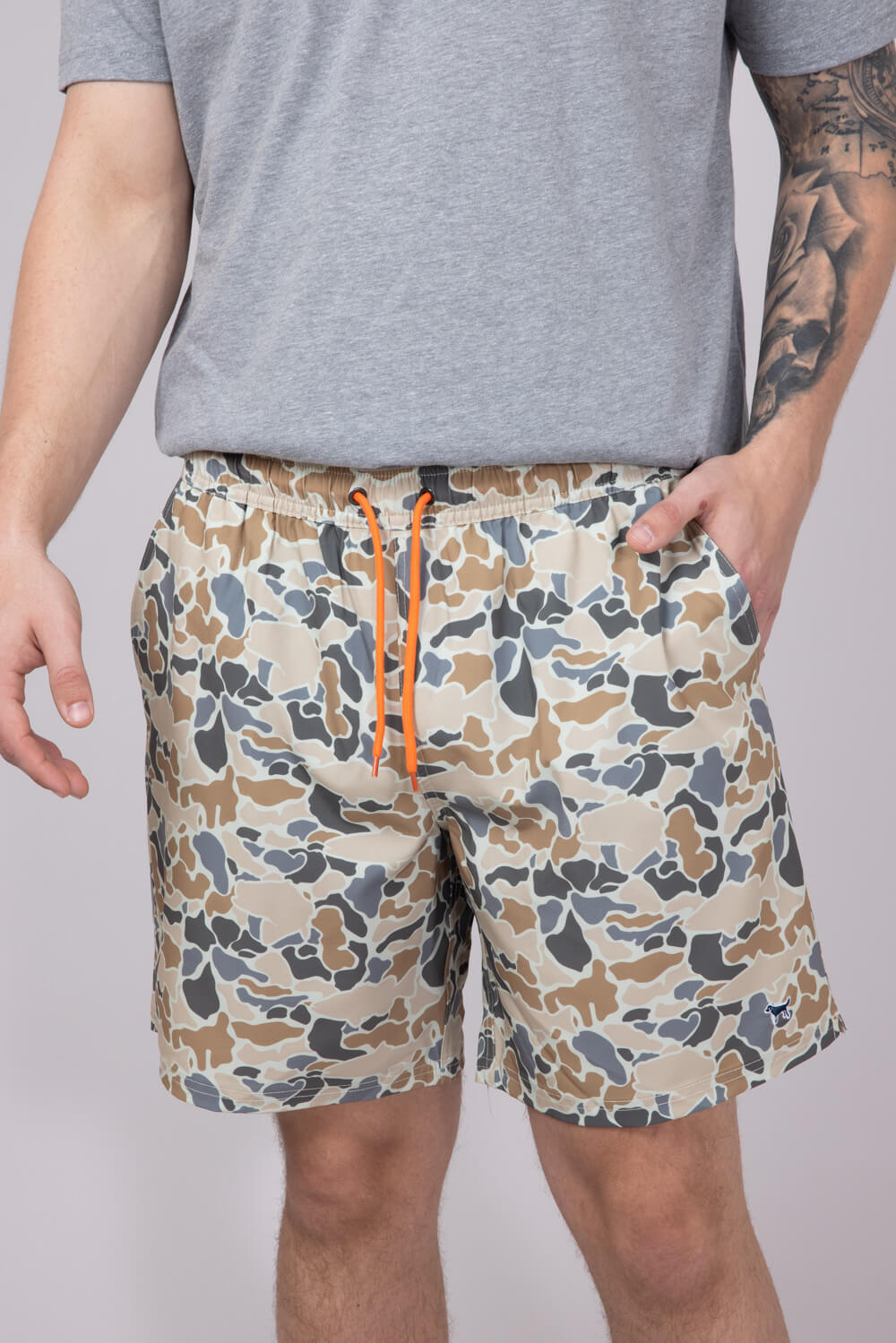 Mens Simply Southern 7.5” Swim Shorts for Men in Camo