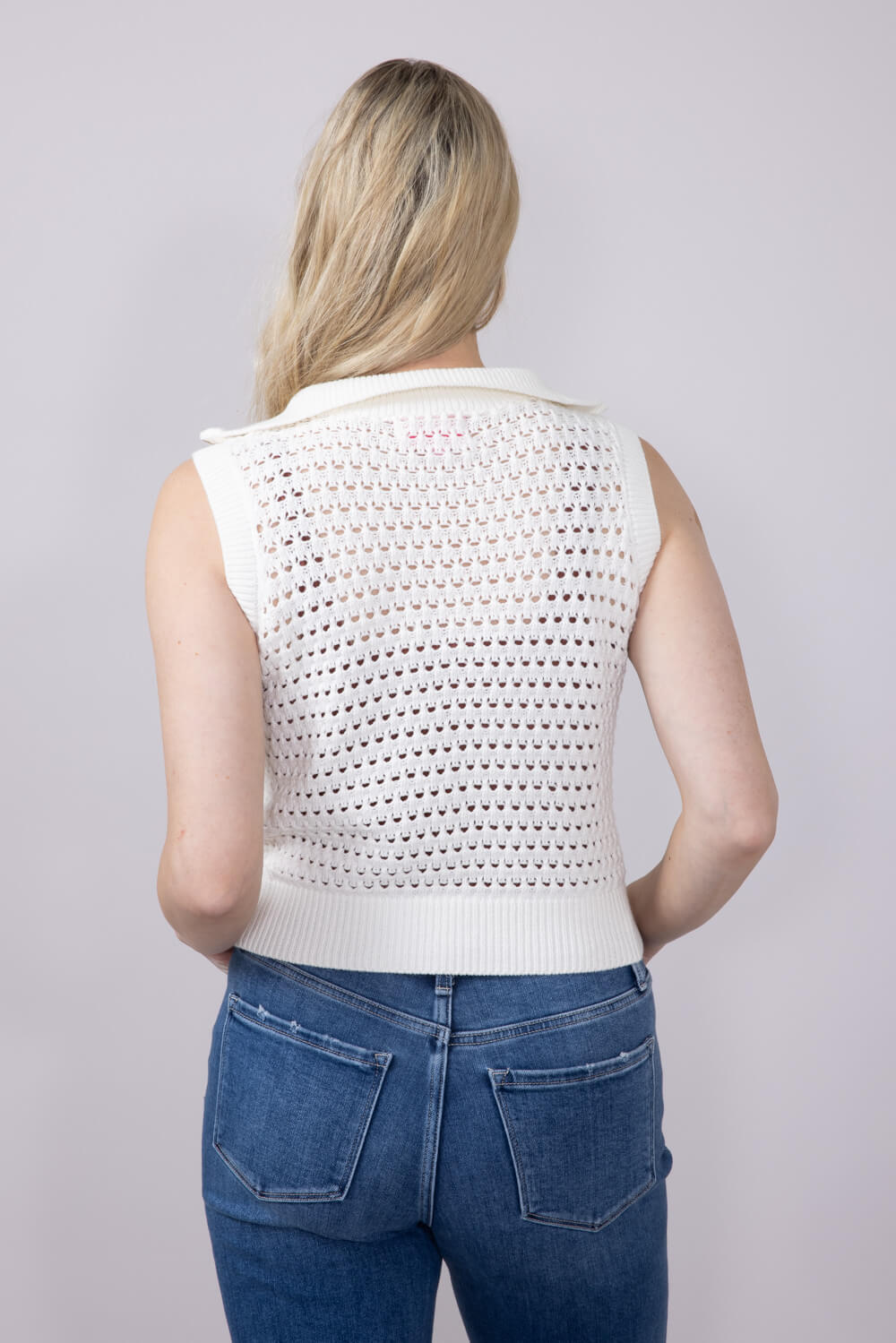 Simply Southern Women's Textured Knit Sleeveless Sweater for Women in Ivory