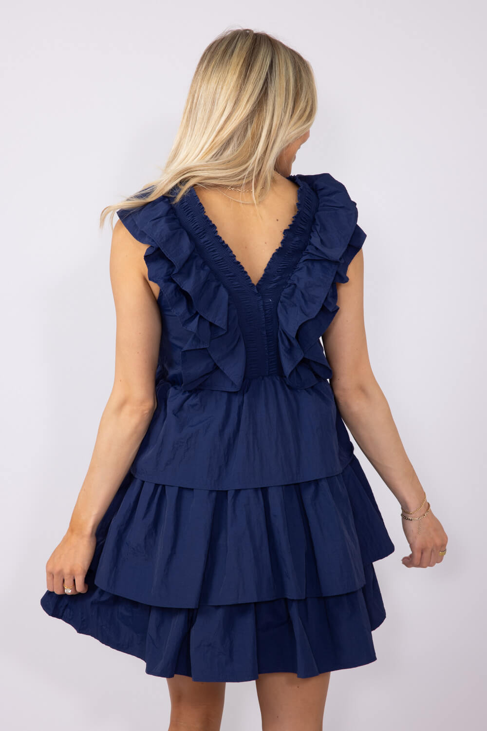 Simply Southern Tiered Ruffle Dress for Women in Cobalt 