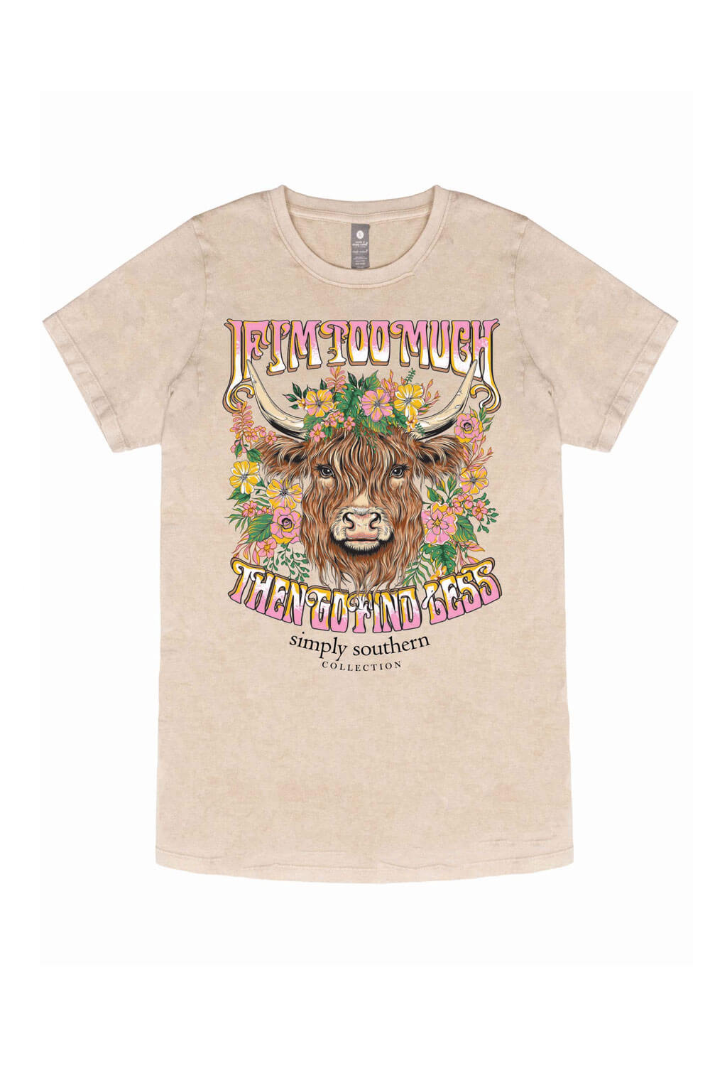 Simply Southern Womens Too Much T-Shirt for Women in Washed Ecru