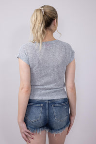 Simply Southern Women's Tops Twist Hem Top for Women in Heather Grey