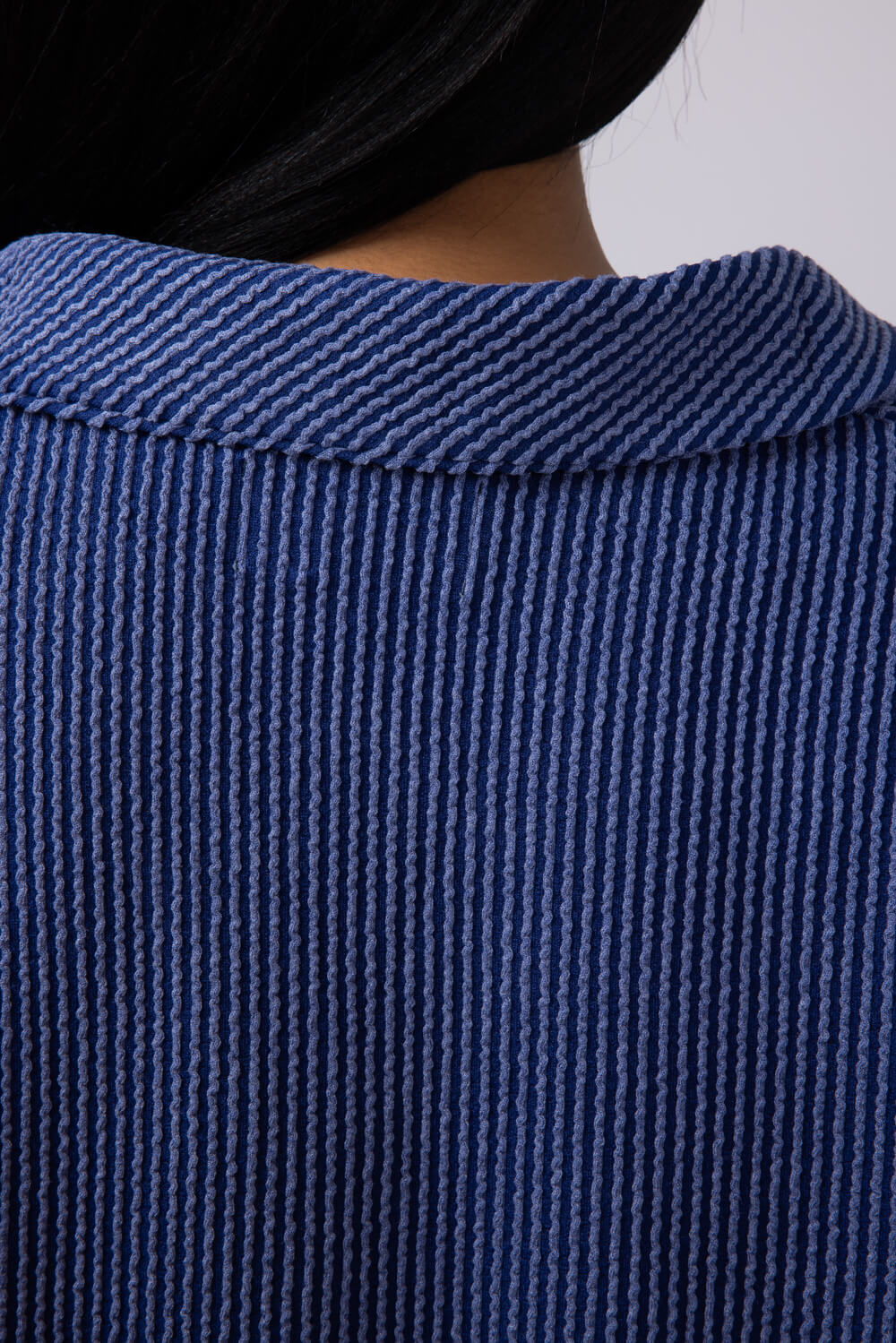 Simply Southern Urban Ribbed Knit Johnny Collar Top for Women in Navy