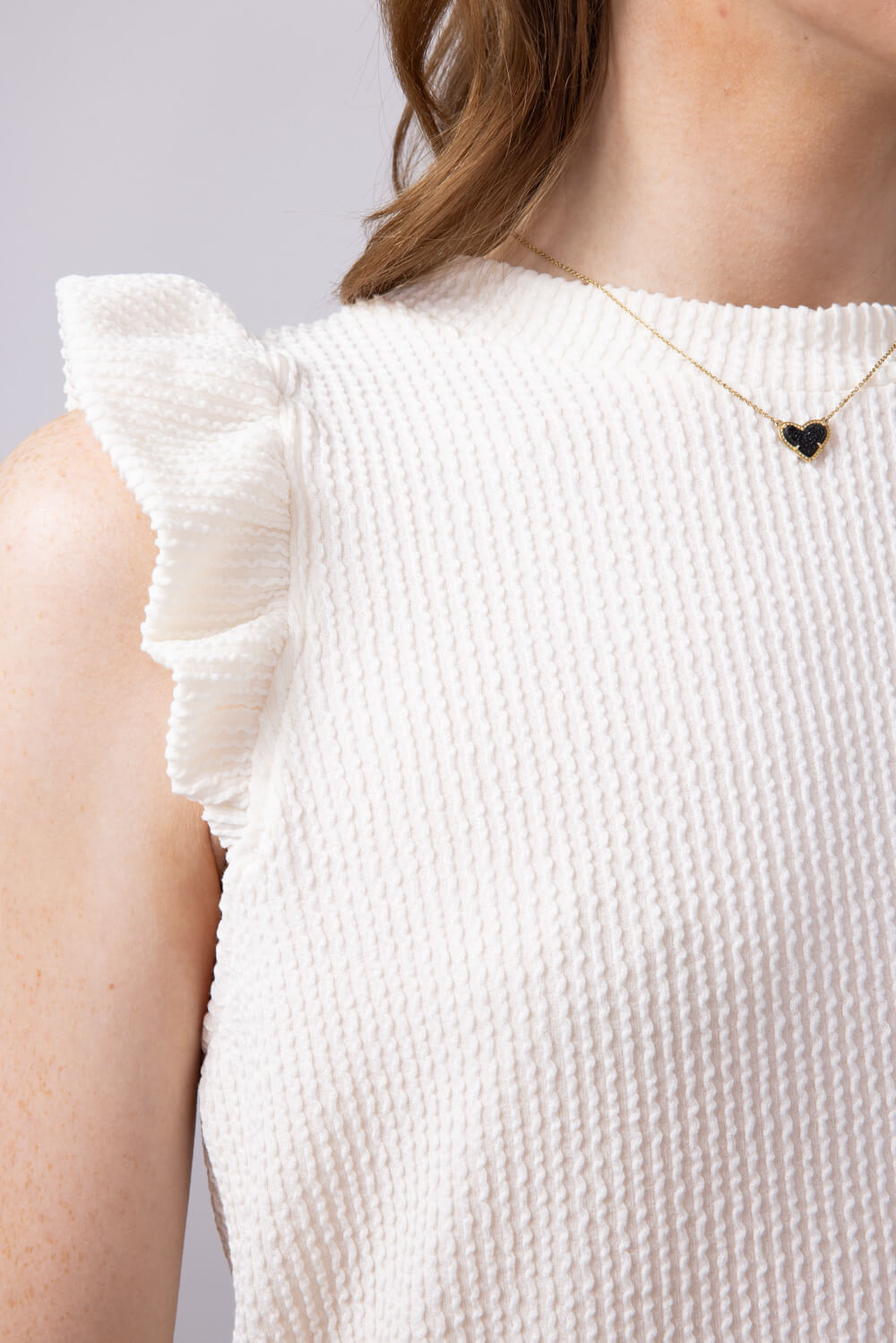 Womens Simply Southern Clothing Urban Ribbed Knit Ruffled Sleeve Top for Women in Ivory